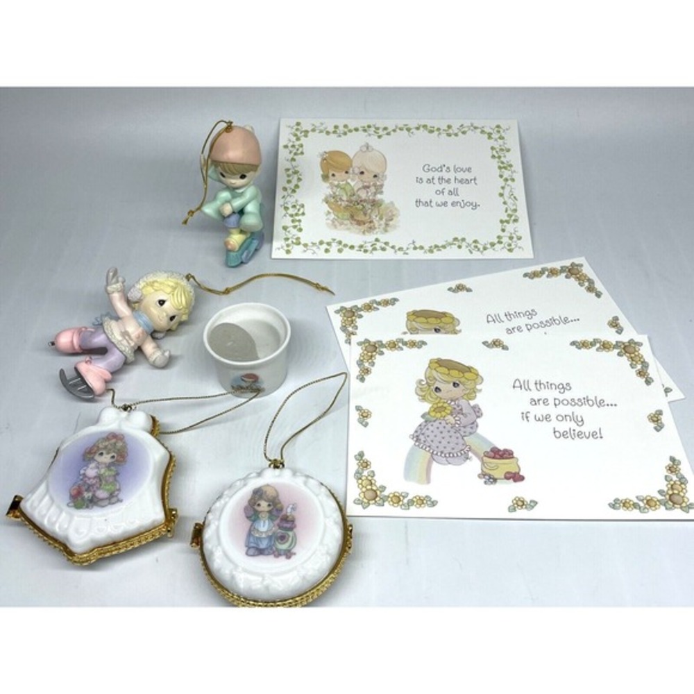 Precious Moments Christmas‎ Ornaments Candle Holder Post Cards Mixed LOT